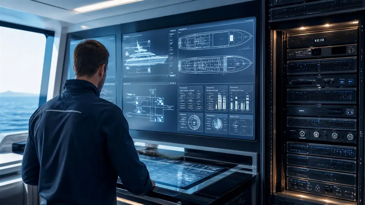 Marine technology engineer integrating yacht systems